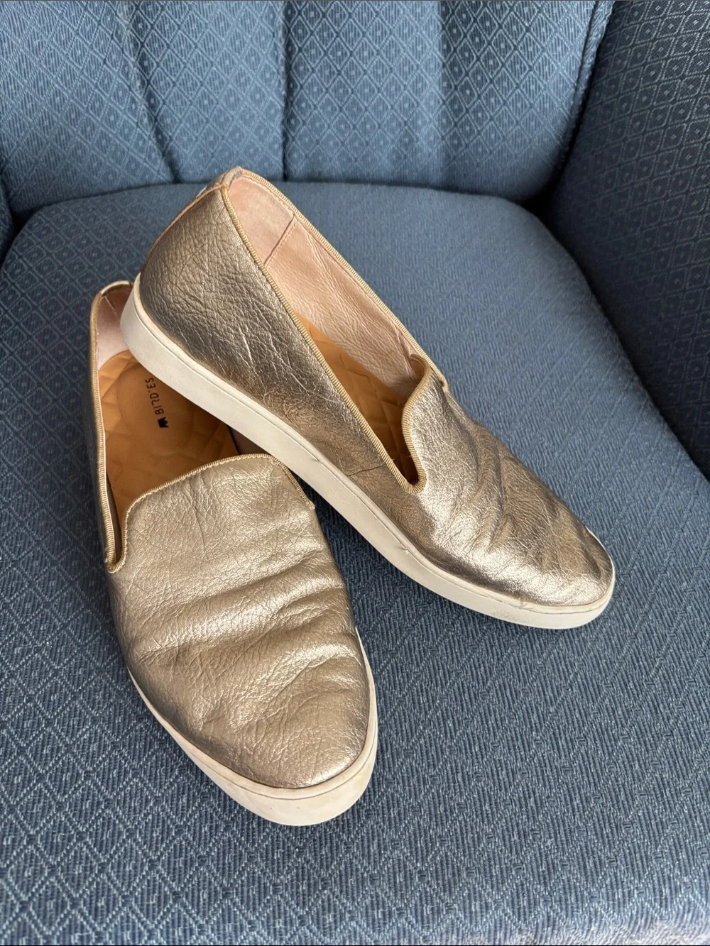 Birdies Metallic Gold Slip-On Loafers